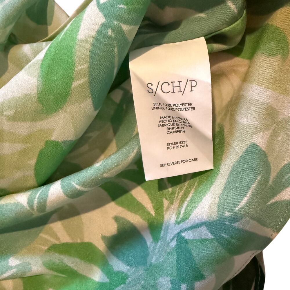 Cabi Castaway Green Leaf Tropical Print Coastal Women Sundress Boho Chic SM - Picture 5 of 8